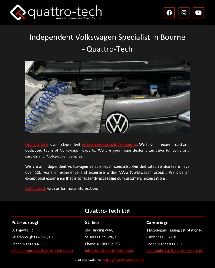 independent volkswagen specialist in bourne n.w