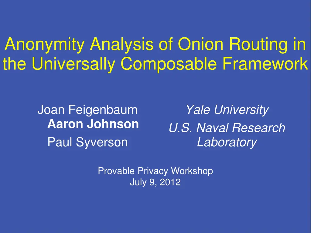 anonymity analysis of onion routing n.w