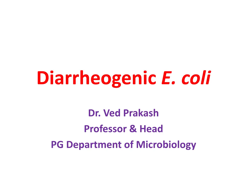 diarrheogenic e coli n.w