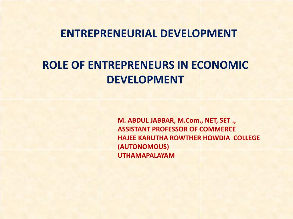 entrepreneurial development n.w
