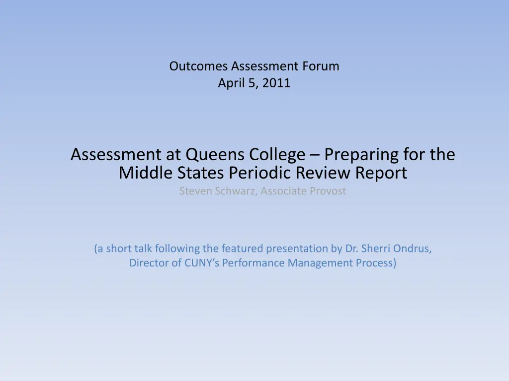 outcomes assessment forum april 5 2011 n.w