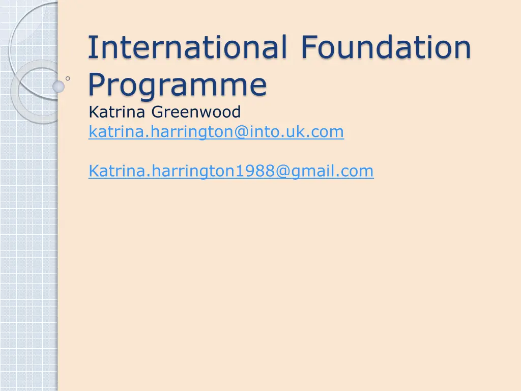 international foundation programme katrina n.w