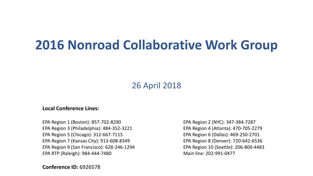 2016 nonroad collaborative work group n.w