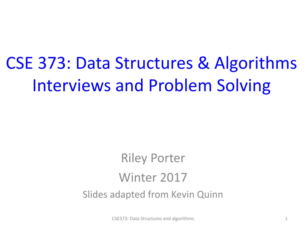 cse 373 data structures algorithms interviews n.w
