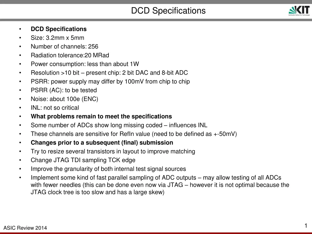 dcd specifications n.w