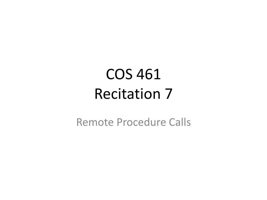 cos 461 recitation 7 n.w