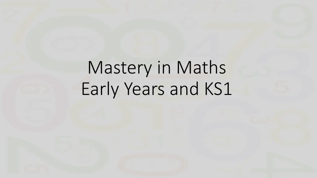 mastery in maths early years and ks1 n.w