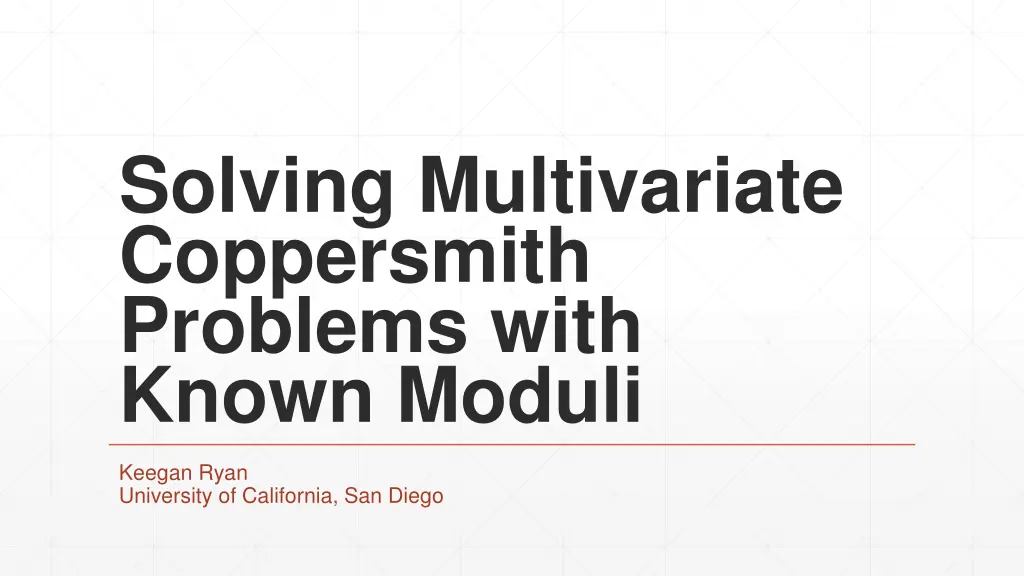 solving multivariate coppersmith problems with n.w