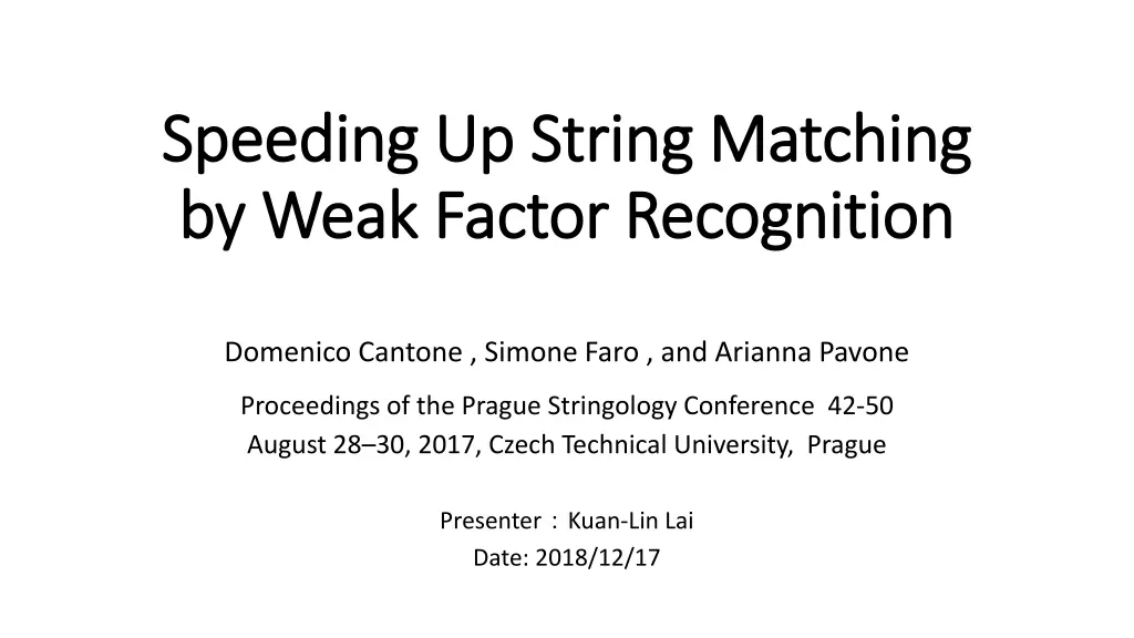 speeding up string matching speeding up string n.w
