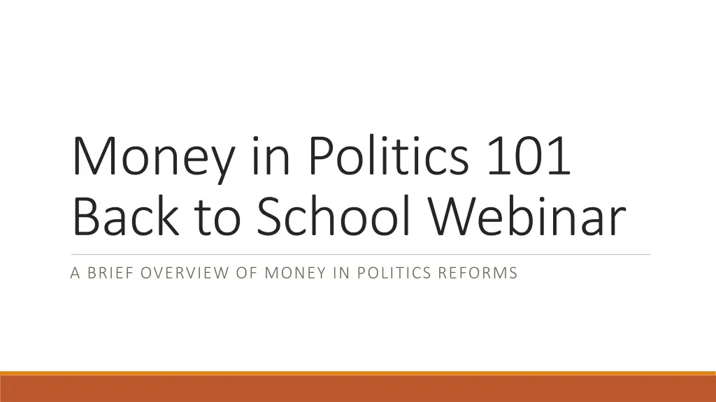 money in politics 101 back to school webinar n.w