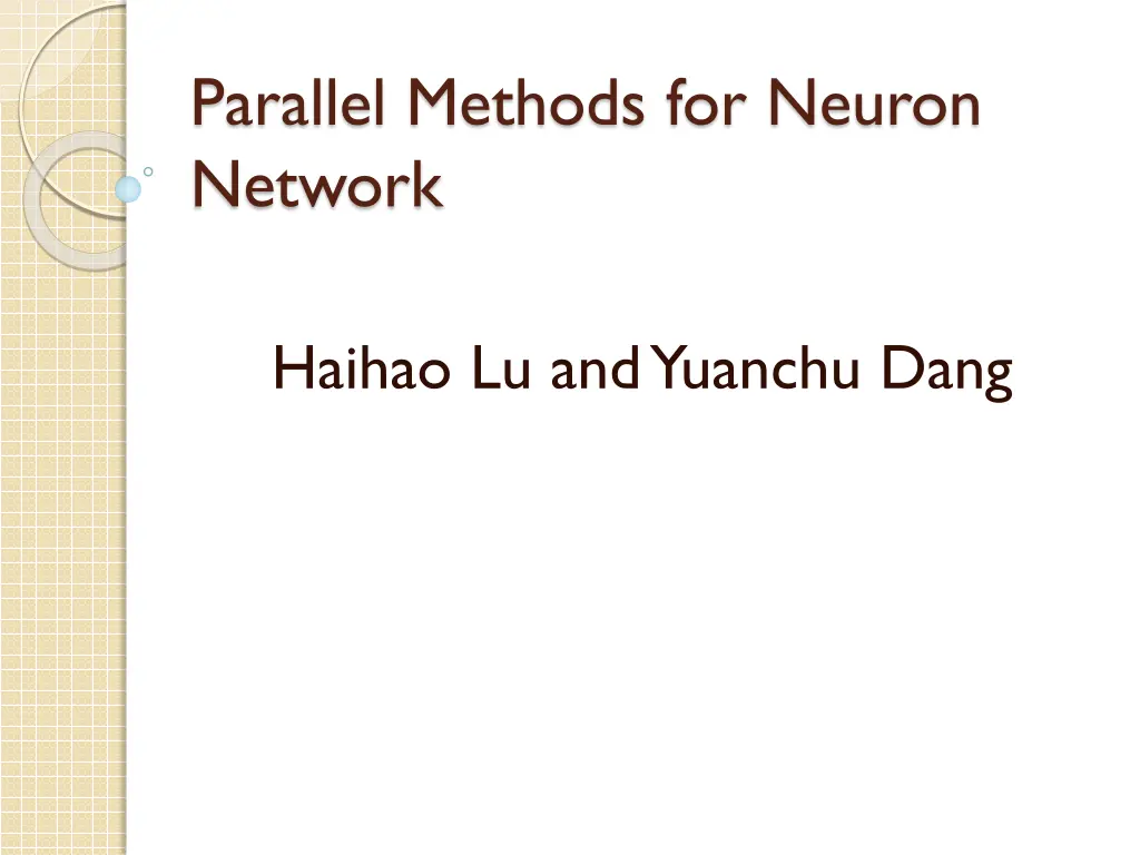parallel methods for neuron network n.w