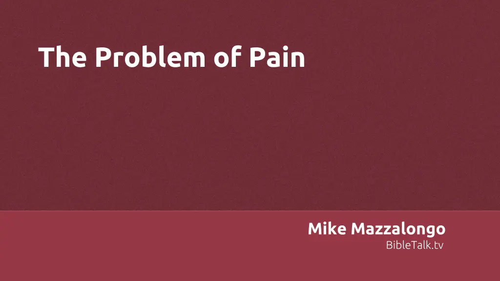 the problem of pain n.w