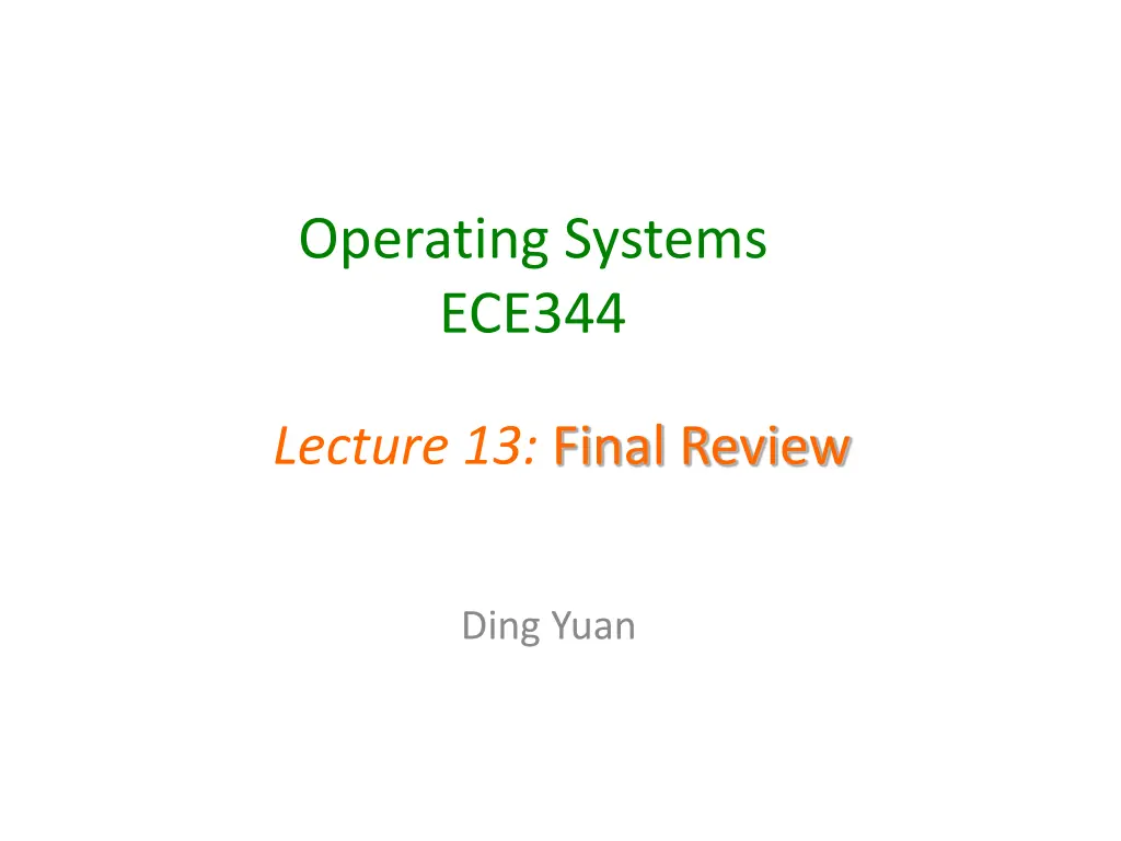 operating systems ece344 n.w