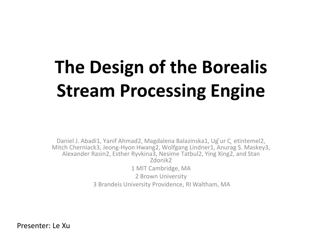 the design of the borealis stream processing n.w