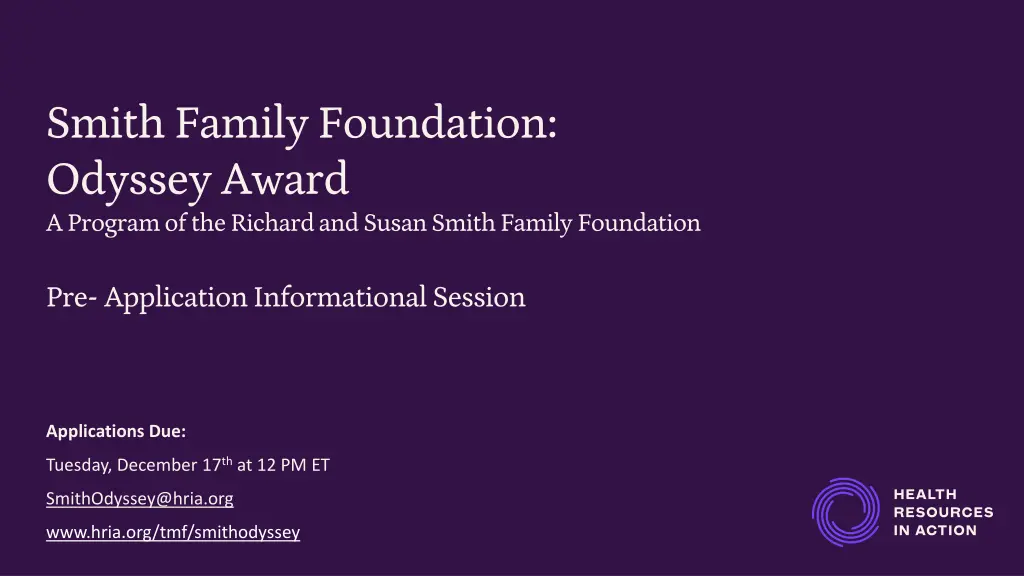 smith family foundation odyssey award a program n.w