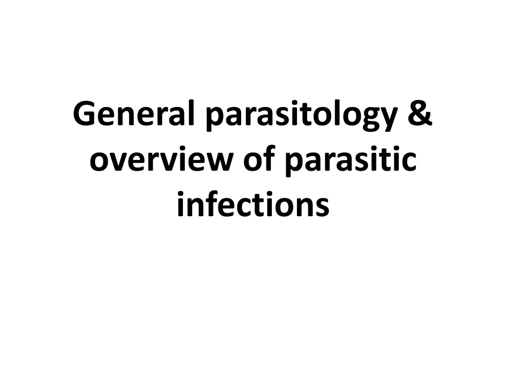 general parasitology overview of parasitic n.w