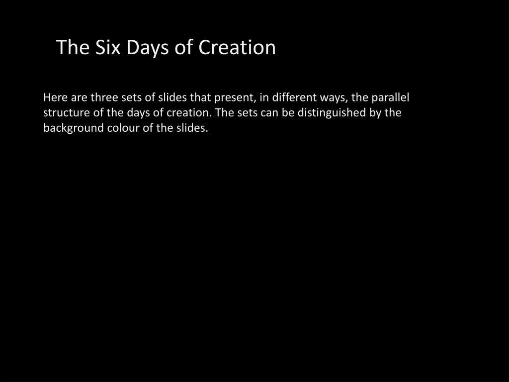 the six days of creation n.w