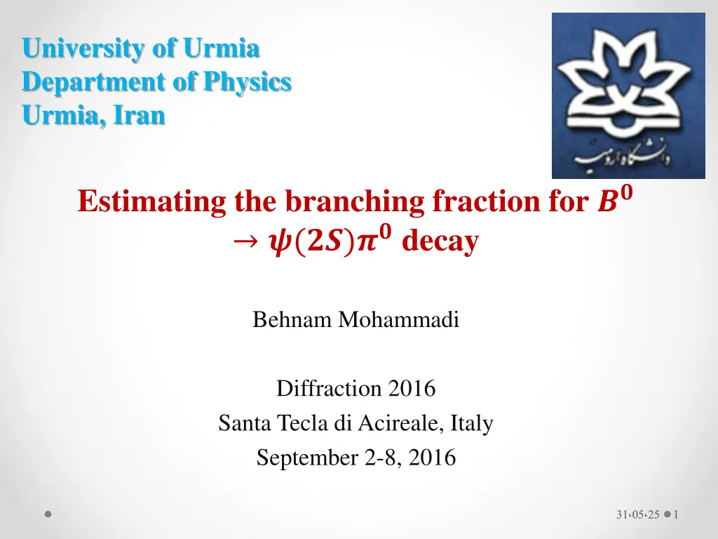 university of urmia department of physics urmia n.w