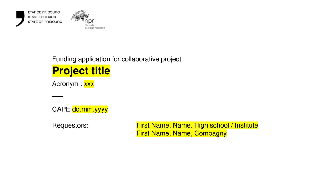 funding application for collaborative project n.w