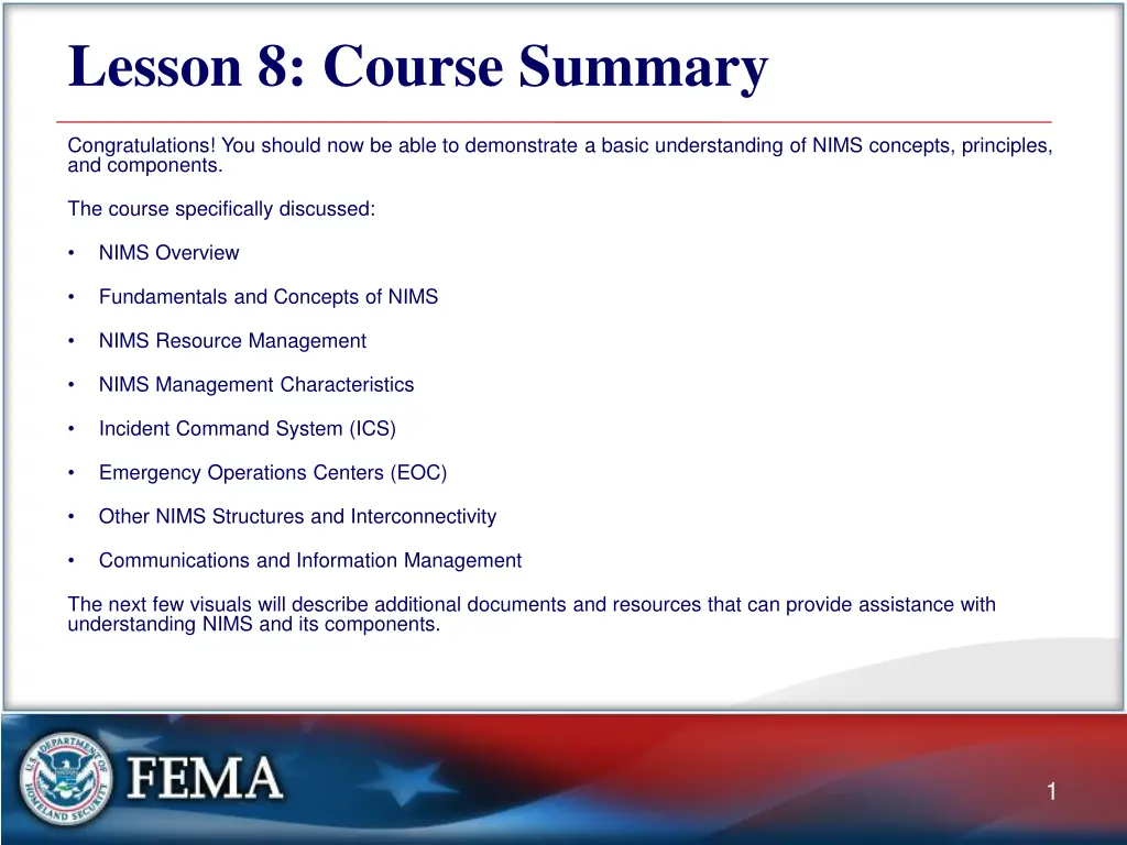 lesson 8 course summary n.w