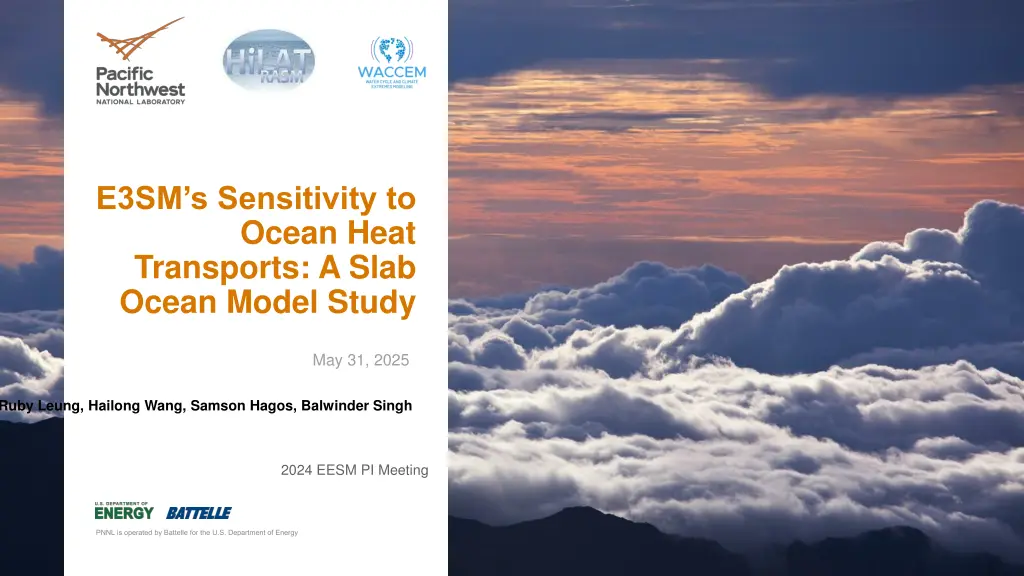 e3sm s sensitivity to ocean heat transports n.w