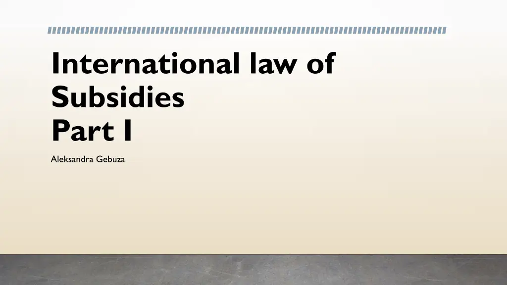 international law of subsidies part i n.w
