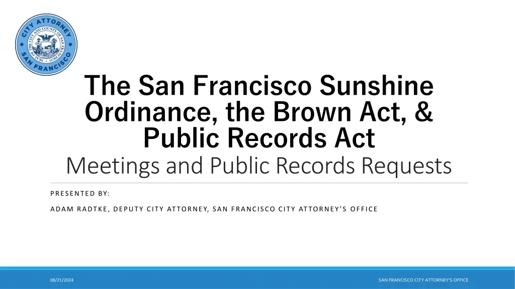 the san francisco sunshine ordinance the brown n.w