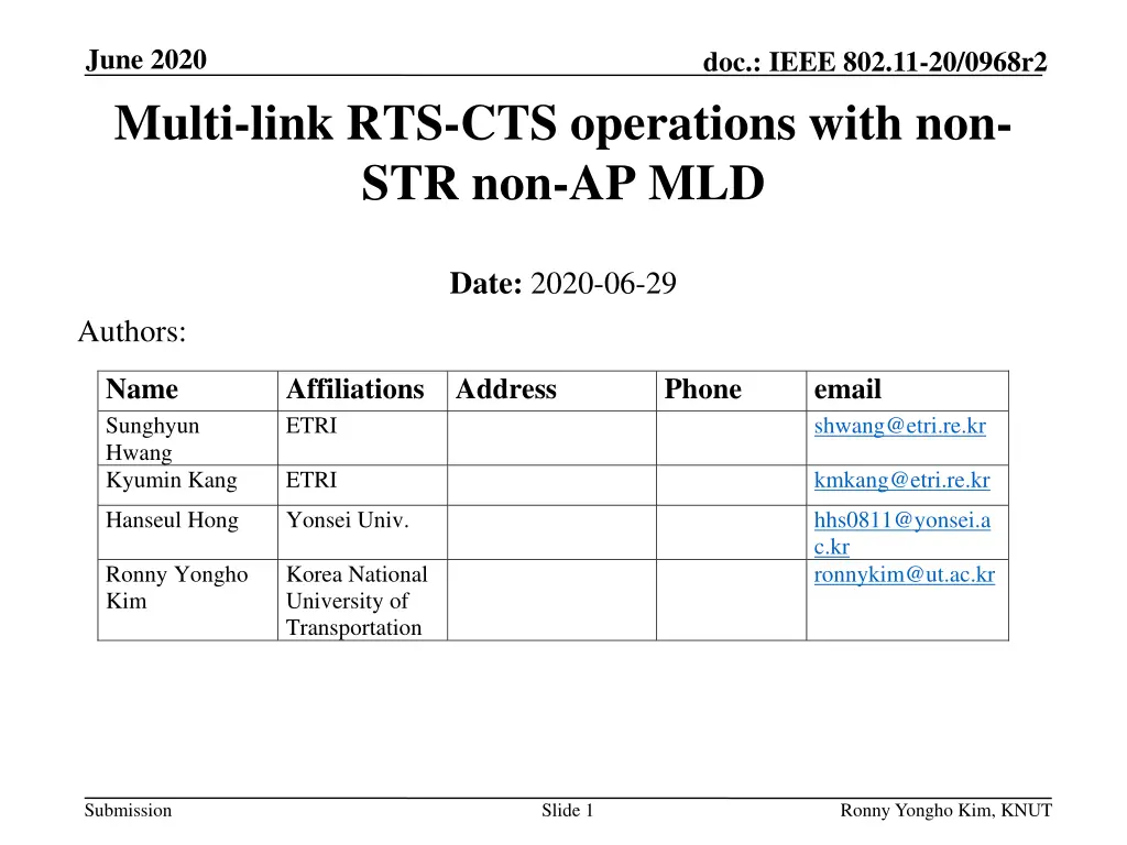 june 2020 multi link rts cts operations with n.w
