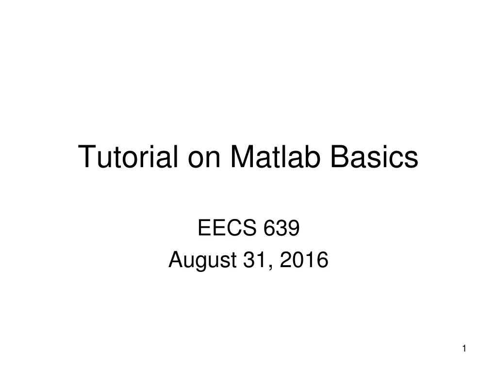 tutorial on matlab basics n.w