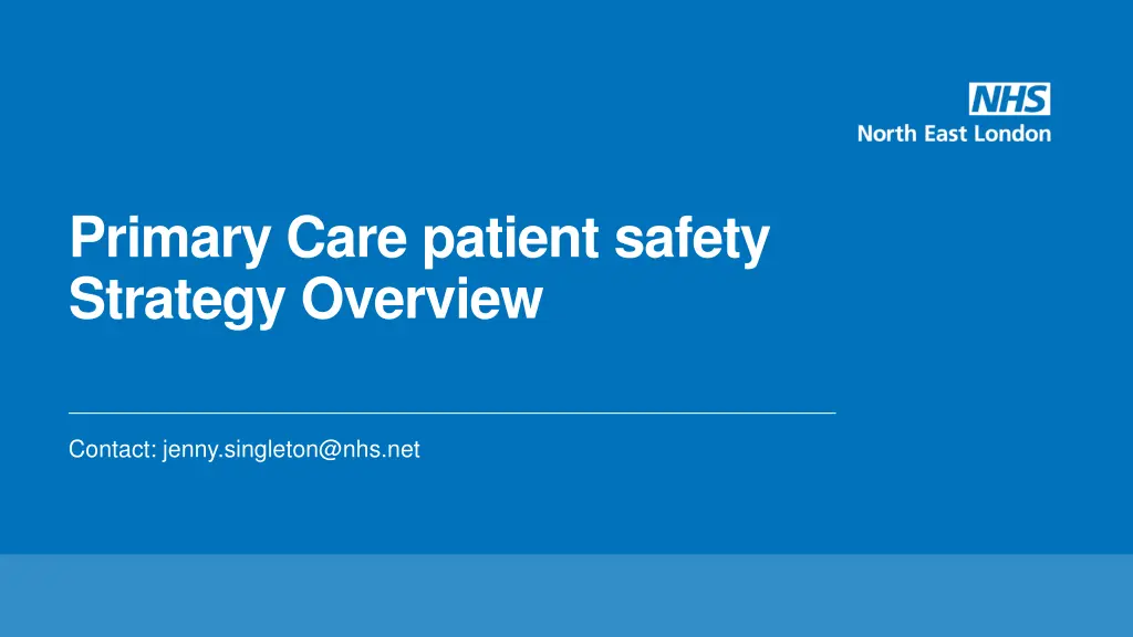 primary care patient safety strategy overview n.w