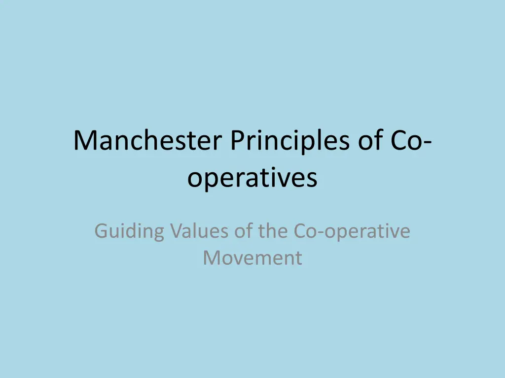 manchester principles of co operatives n.w