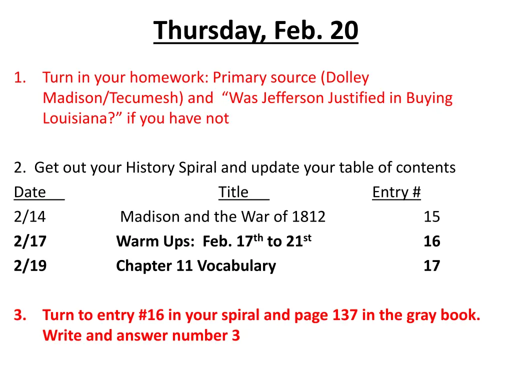 thursday feb 20 n.w