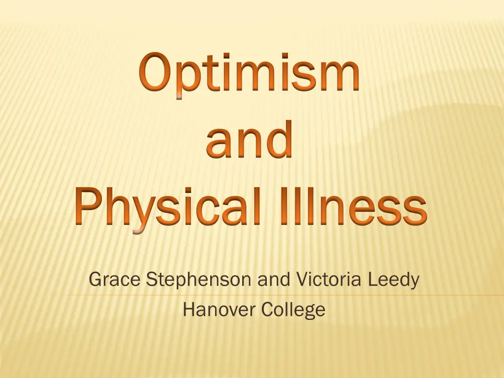 optimism optimism and and physical illness n.w