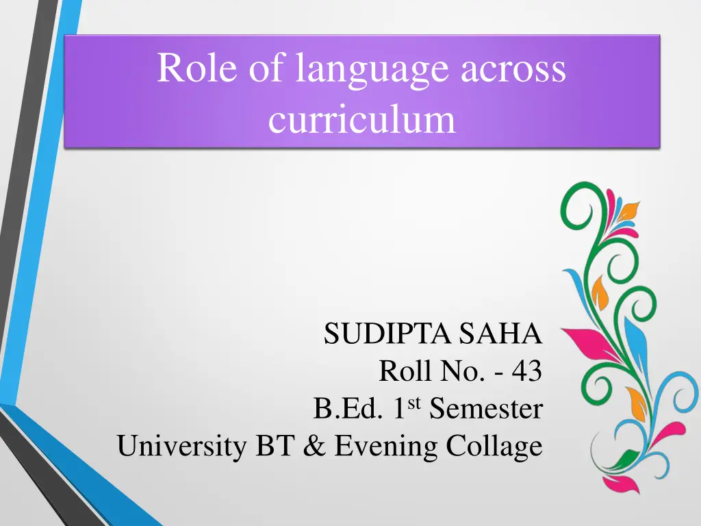 role of language across curriculum n.w