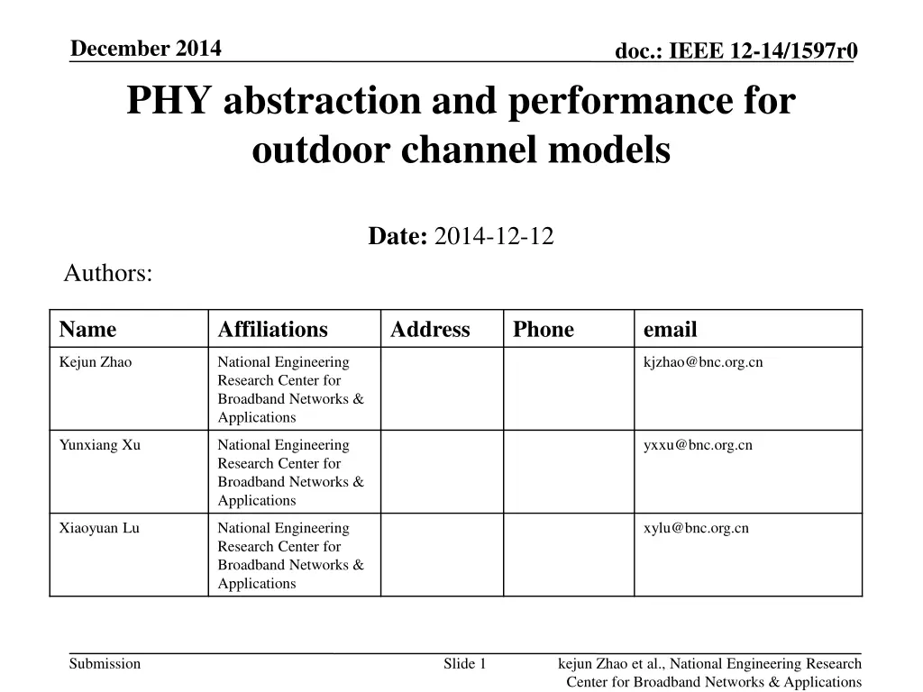 december 2014 phy abstraction and performance n.w
