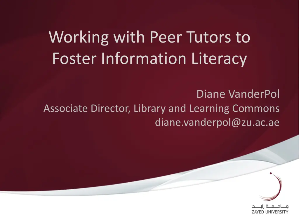 working with peer tutors to foster information n.w