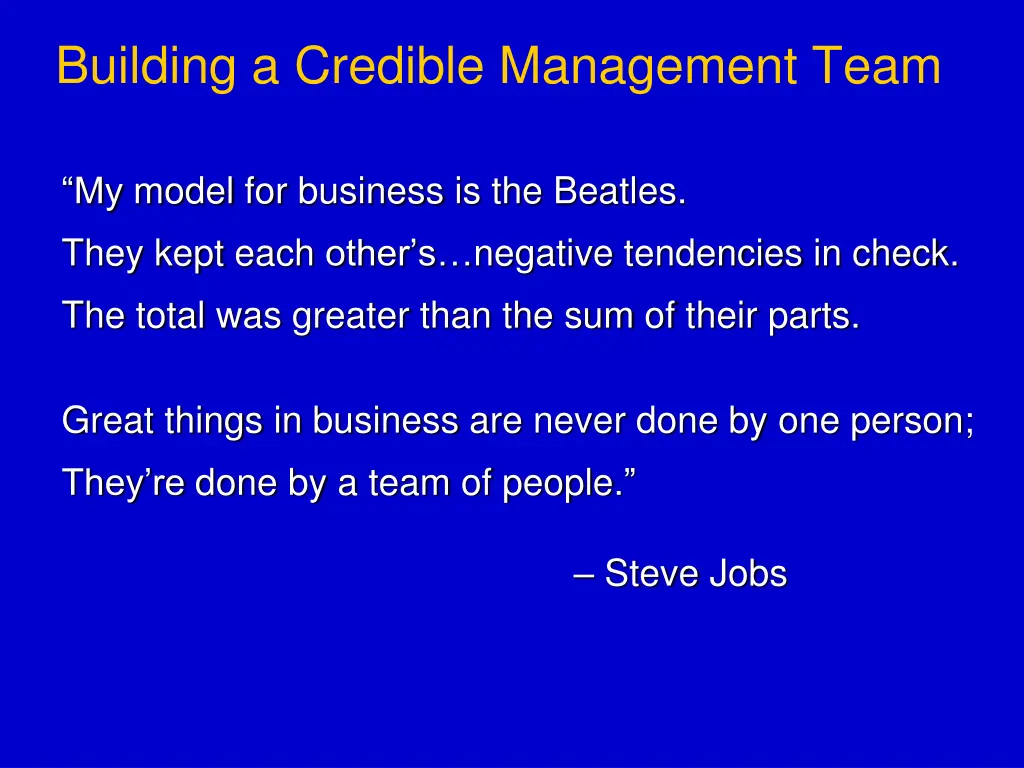 building a credible management team n.w