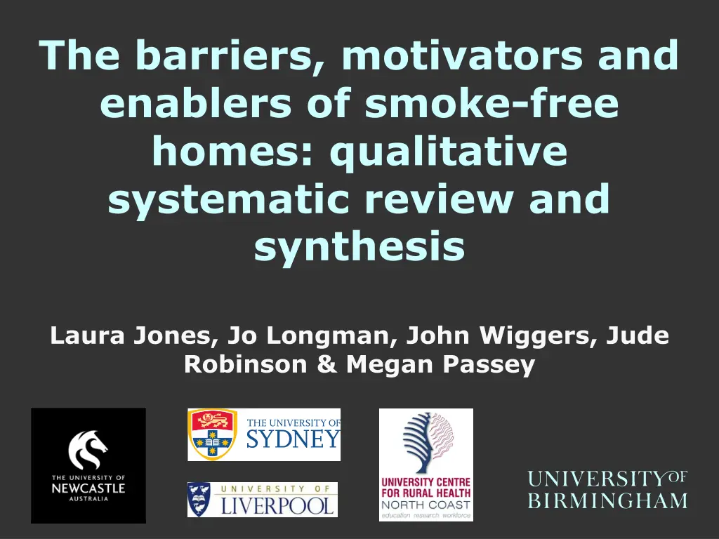 the barriers motivators and enablers of smoke n.w