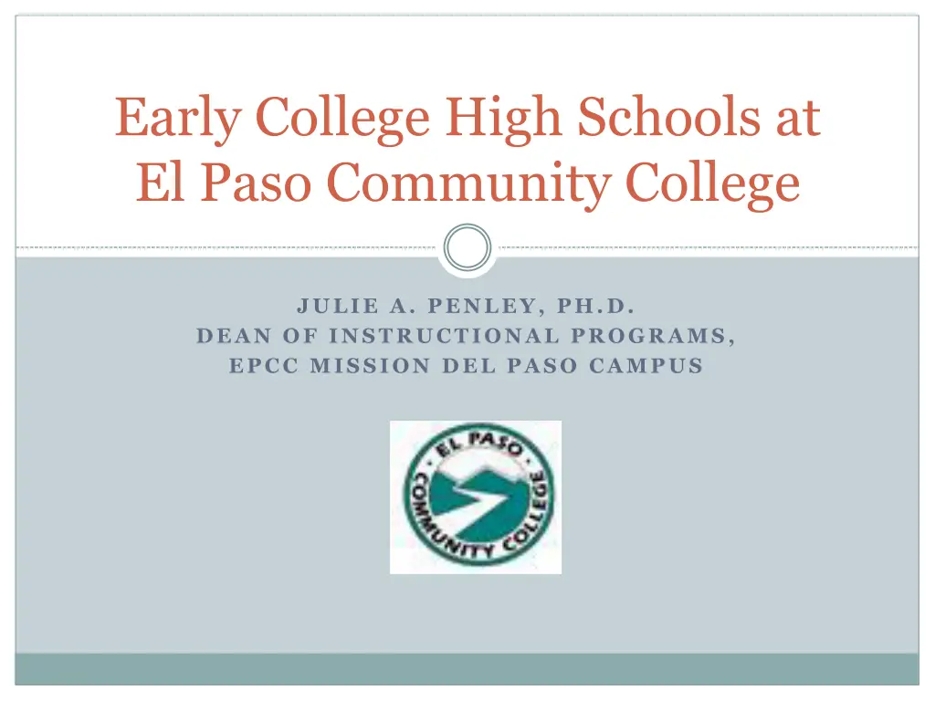 early college high schools at el paso community n.w