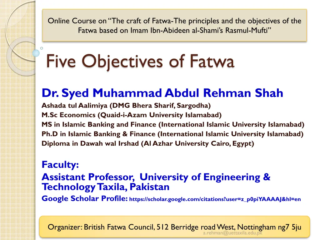 online course on the craft of fatwa n.w