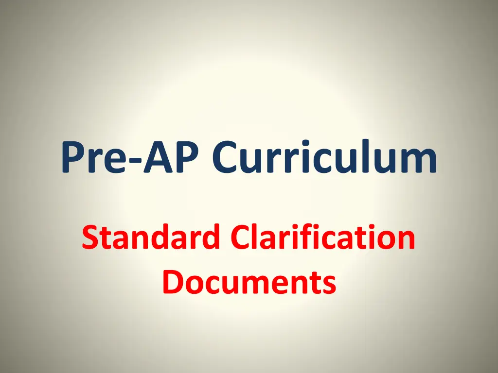pre ap curriculum n.w