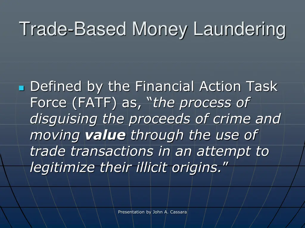 trade based money laundering n.w