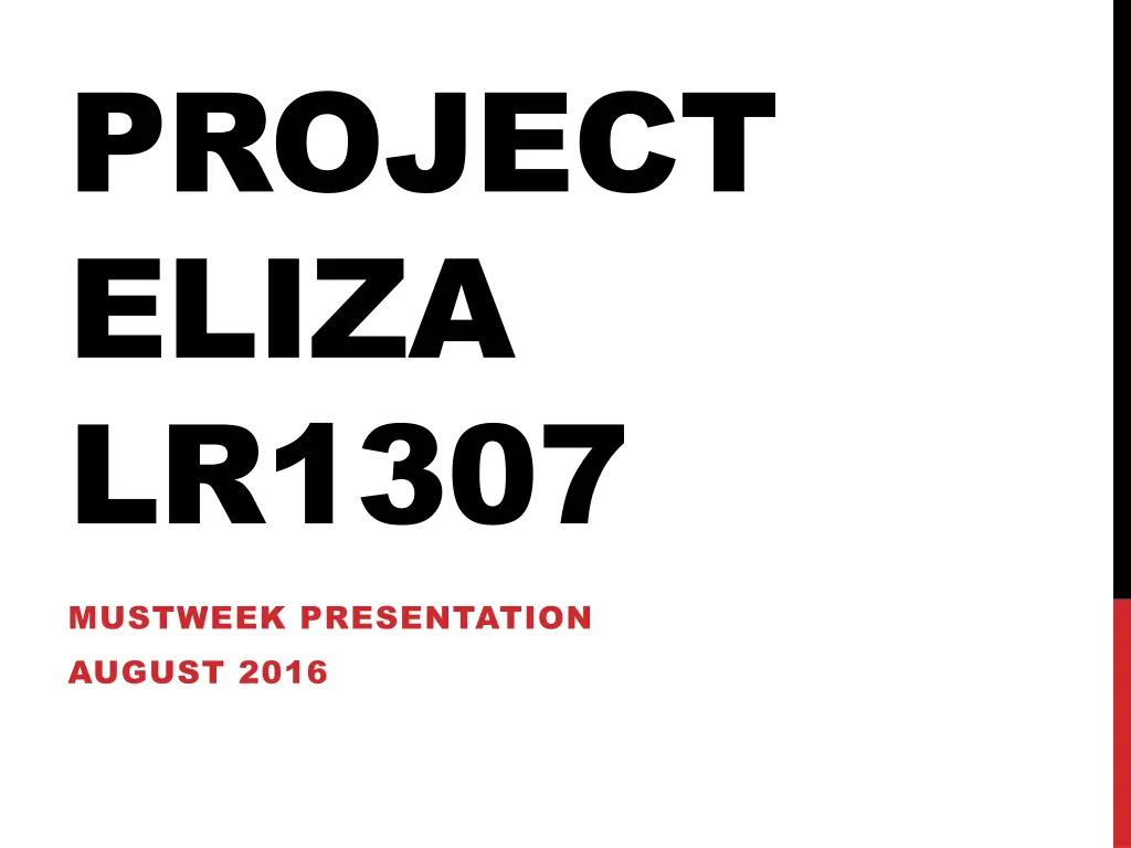 project eliza lr1307 n.w
