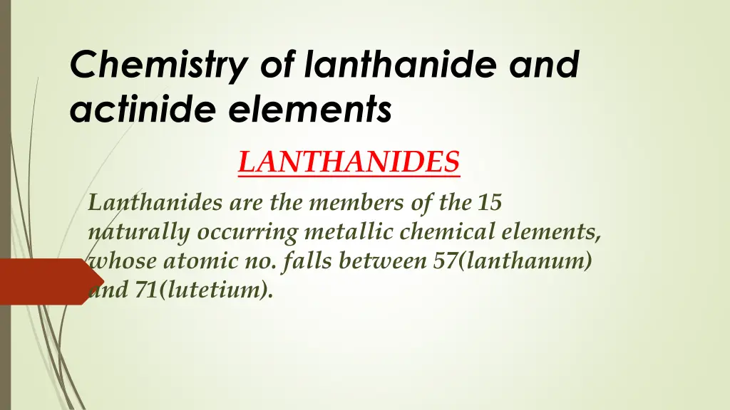 chemistry of lanthanide and actinide elements n.w