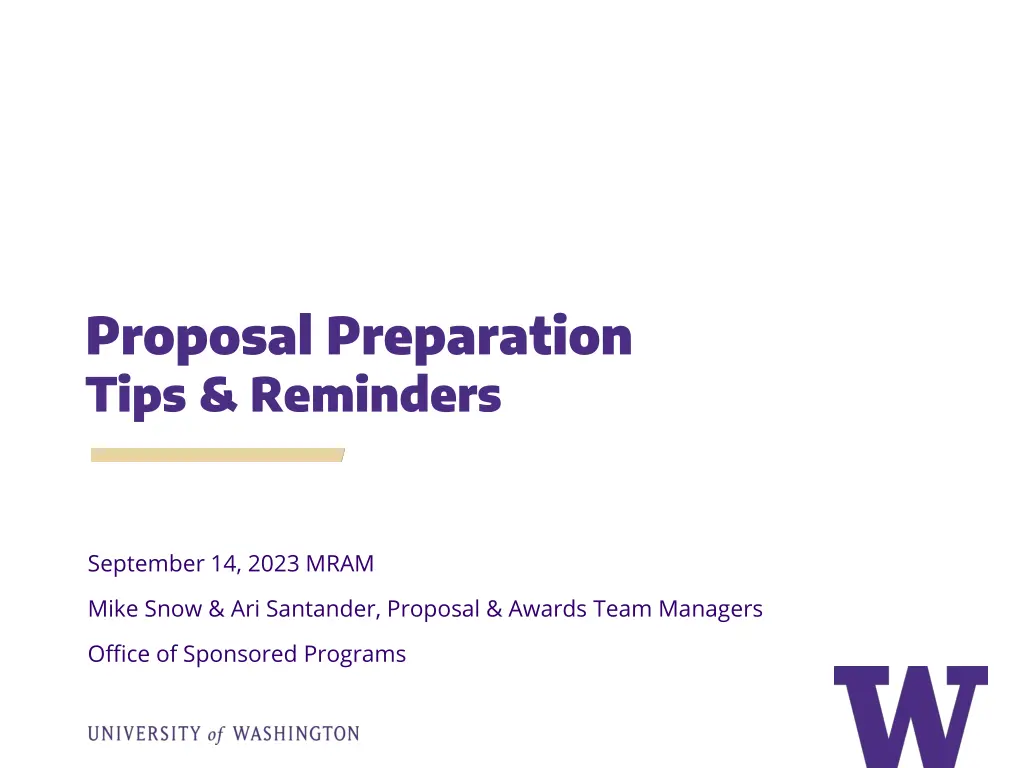 proposal preparation tips reminders n.w