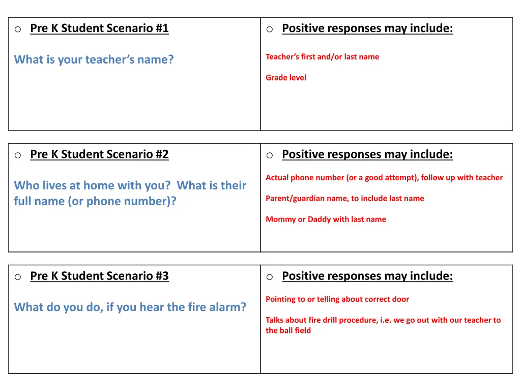 o pre k student scenario 1 n.w