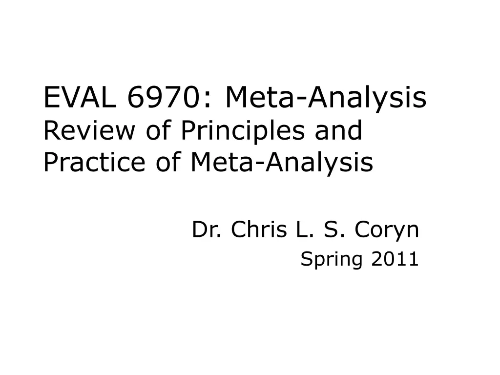 eval 6970 meta analysis review of principles n.w