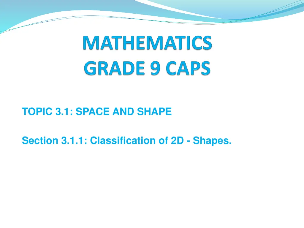 topic 3 1 space and shape n.w