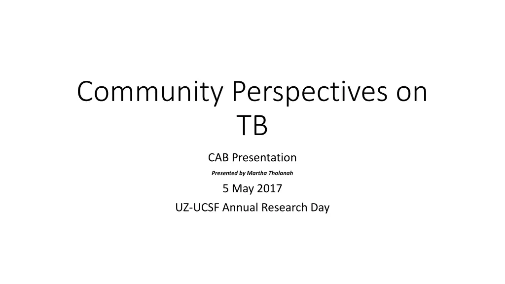 community perspectives on tb n.w
