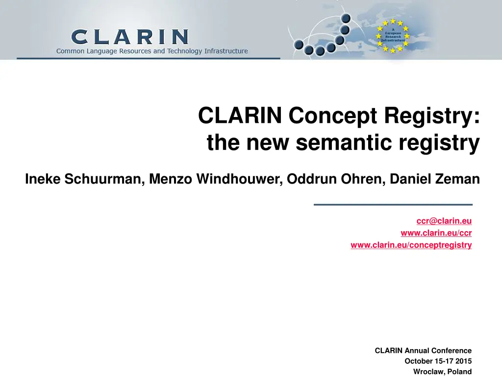 clarin concept registry the new semantic registry n.w